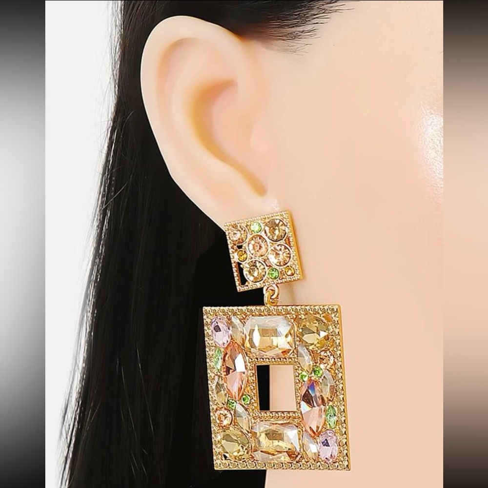 DOLCE EMBELLISHED RHINESTONE EARRINGS - Picture 5 of 5